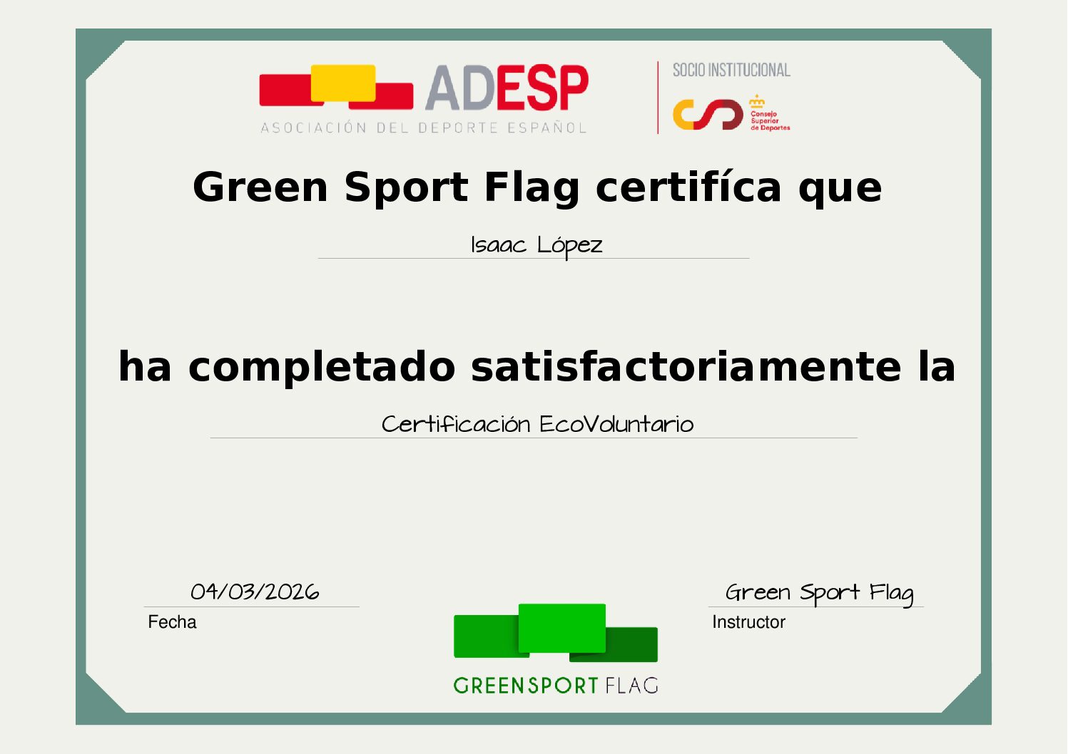 Certificación EcoVoluntario